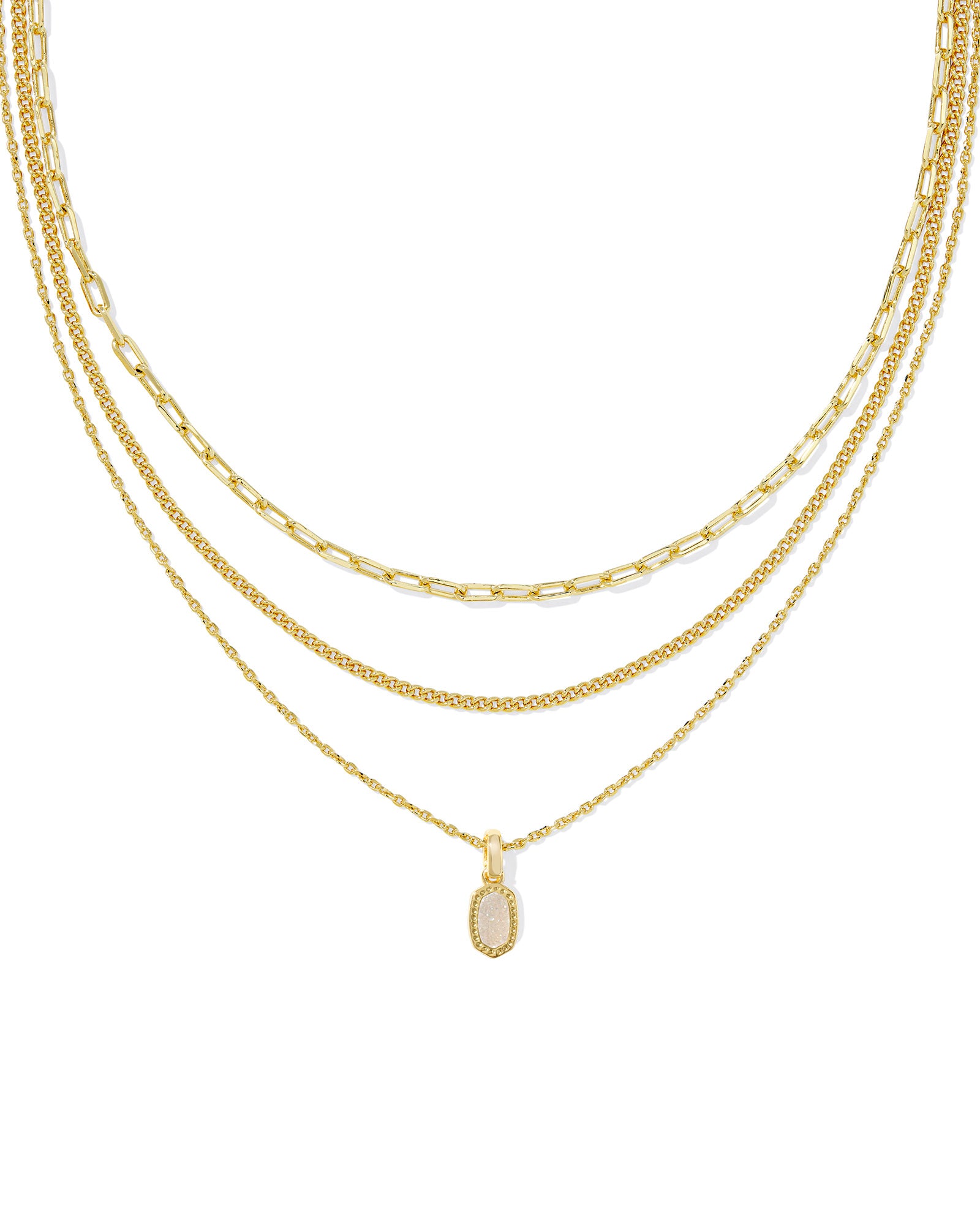 Mini Elisa Triple Strand Necklace in Gold