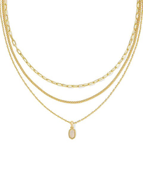 Mini Elisa Triple Strand Necklace in Gold