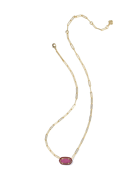 Elisa Enamel Frame Paperclip Necklace in Gold Maroon Magnesite