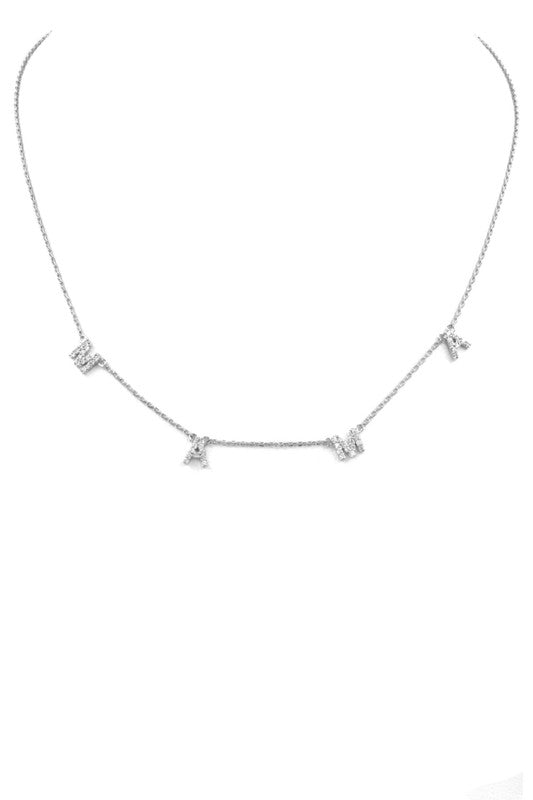 Mama Crystal Necklace in Silver