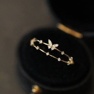 14K Gold Double Layer Butterfly Open Ring