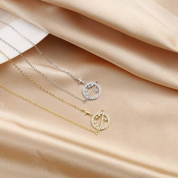 14K Gold Plated Star Planet Necklace