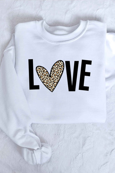 LEOPARD LOVE VALENTINE GRAPHIC SWEATSHIRT