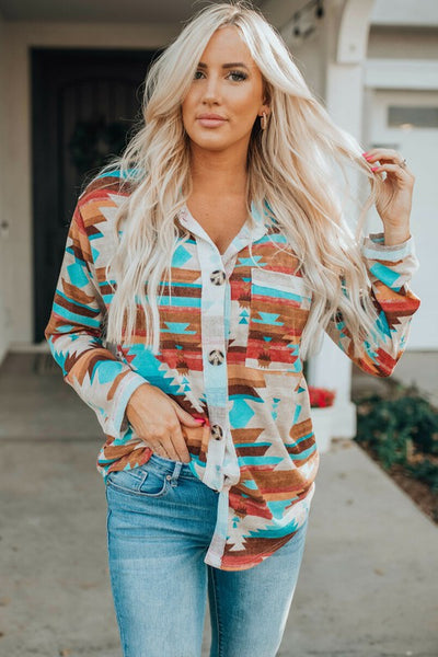 Aztec Button Up Blouse
