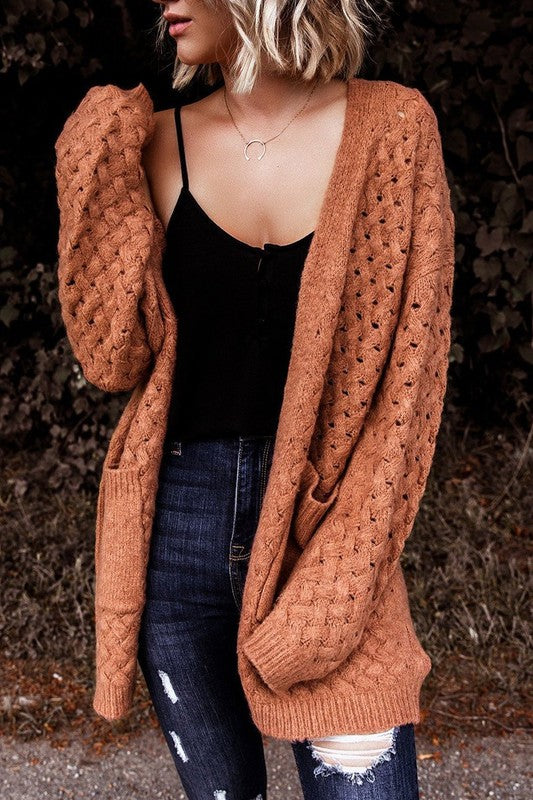 Open Front Knitted Cardigan