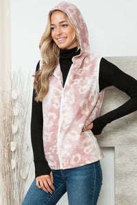 Pink Leopard Print Hoodie Vest