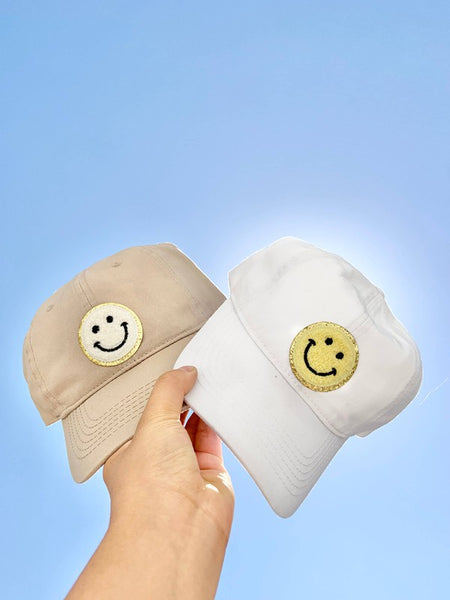Baseball Cap with Smiley Face Patch