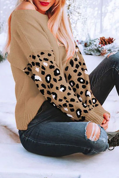 Leopard Sleeve Sweter