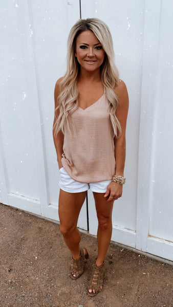 Layla Lace Up Top in Champagne