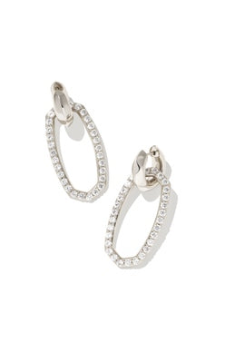 Danielle Link Earrings Rhodium with Crystals