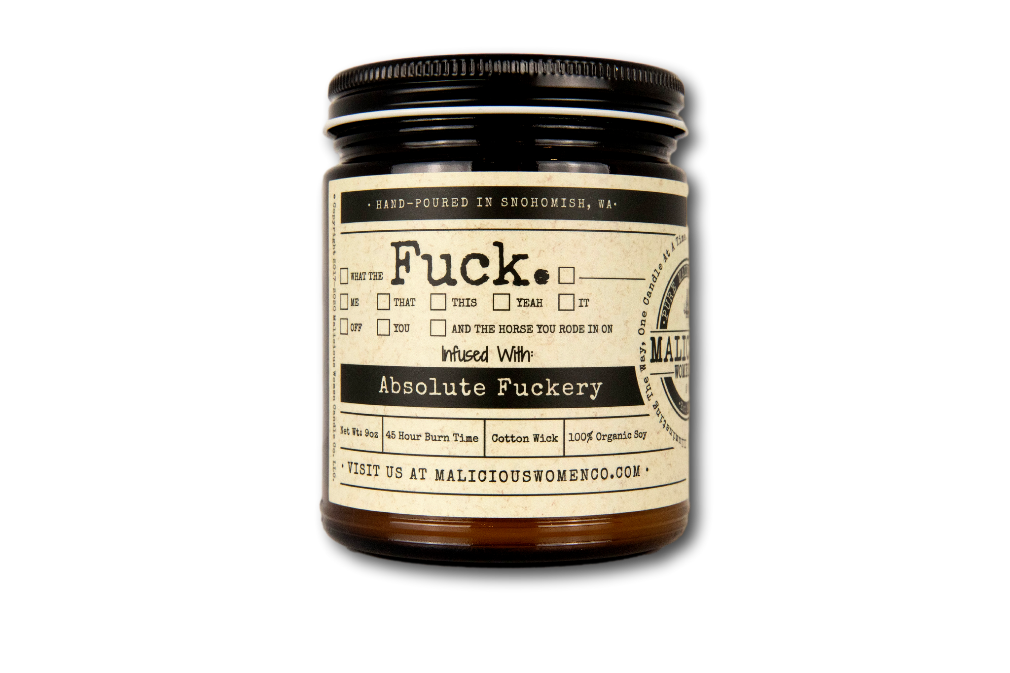 Malicious Women Candle Co - All The Fucks - Infused with Absolute Fuckery