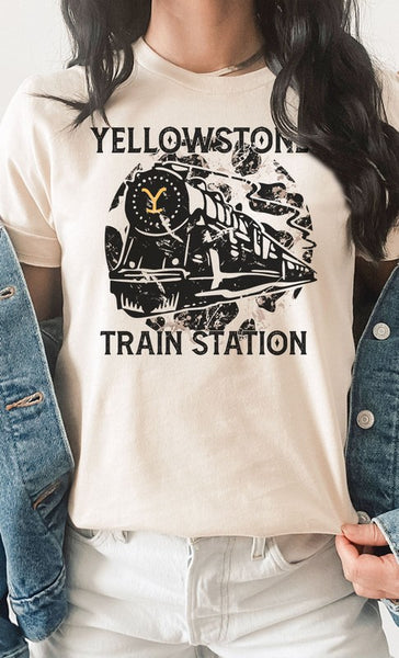 Yellowstone Train Station Graphic Tee