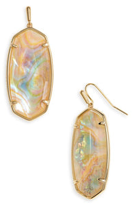 Faceted Elle Earrings in Gold Iridescent Abalone