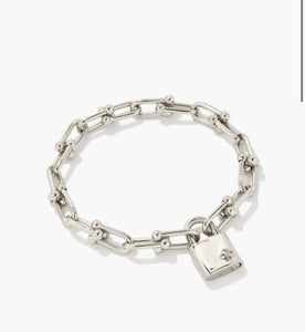 Jess Lock Chain Bracelet in Rhodium