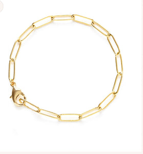 Gold Small Paperclip Chain Bracelet