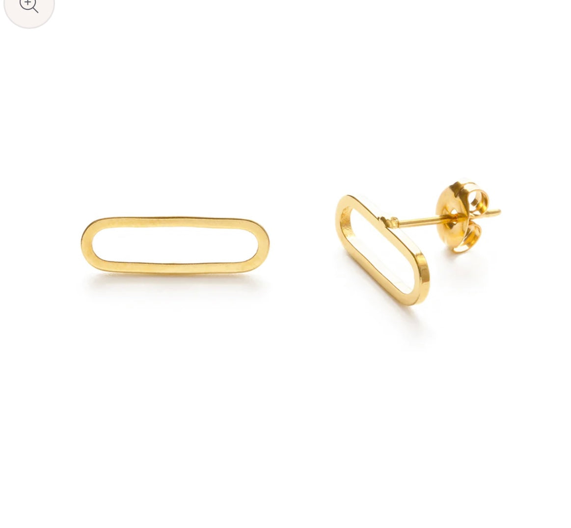 Gold Mod Oval Stud Earrings