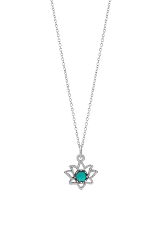 Sterling Silver Lotus Necklace with Turquoise