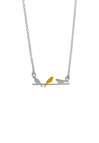 Sterling Silver and 14K Golf Birds Necklace