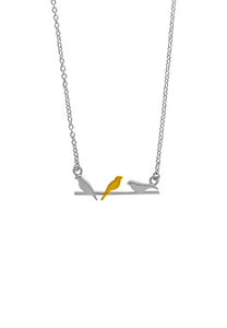 Sterling Silver and 14K Golf Birds Necklace