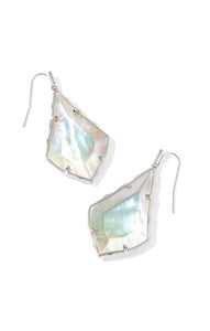 Faceted Alex Drop Earrings in Rhodium Ivory Illusion