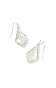 Small Faceted Alex Drop Earring in Rhodium and Ivory Illusion
