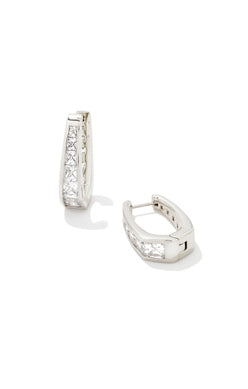 Parker Hoop Earring in Rhodium with Crystals