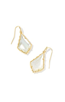 Small Faceted Alex Drop Earrings in Gold Ivory Illusion