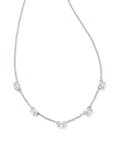 Cailin Crystal Strand Necklace in Rhodium