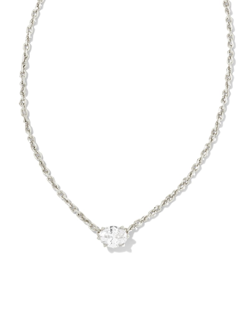 Cailin Crystal Pendant Necklace in Rhodium