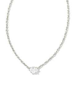 Cailin Crystal Pendant Necklace in Rhodium