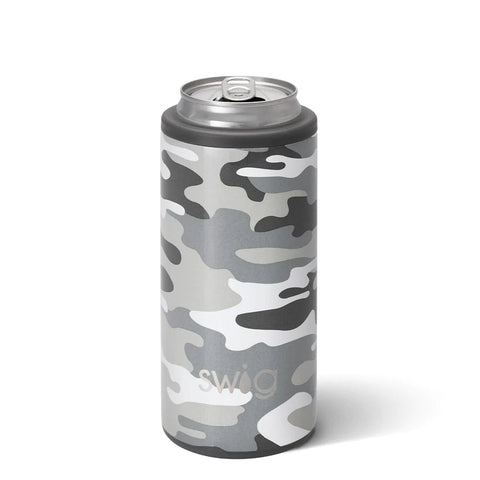 Swig Skinny Can Cooler - White Camo